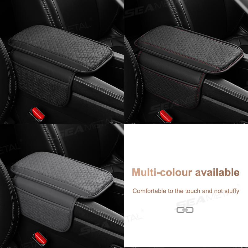 SEAMETAL Universele Auto Armsteun Kussen PU Leer Ademend Middenconsole Box Cover Anti Kras Armsteun Box Protector Cover