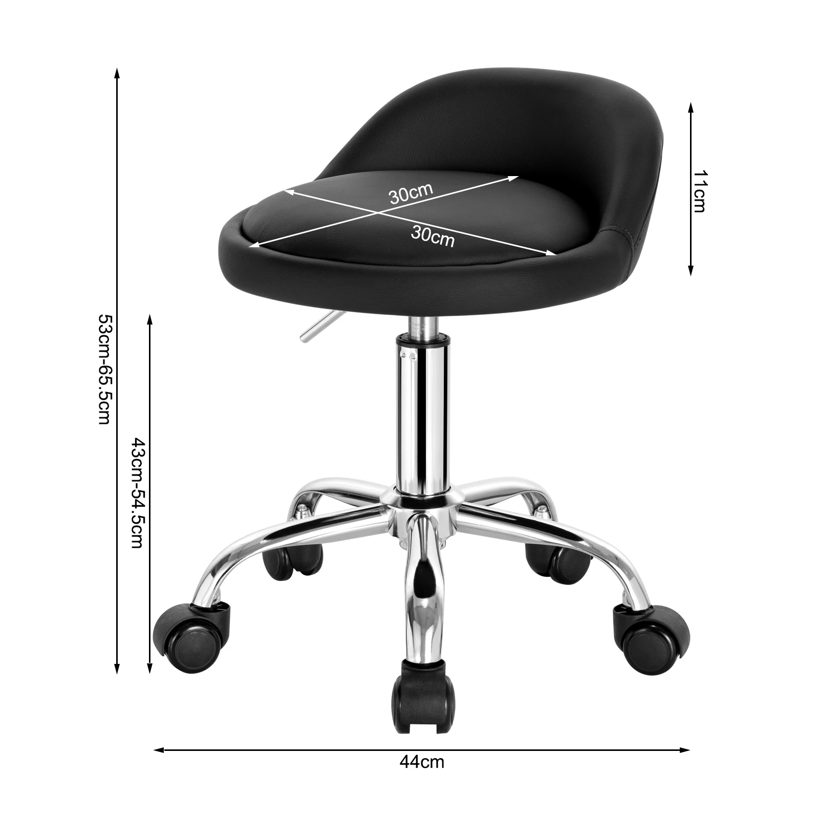 WOLTU – tabouret de bureau pivotant avec roulettes, chaise d'ordinateur réglable en hauteur avec dossier bas, tabouret de travail à bascule