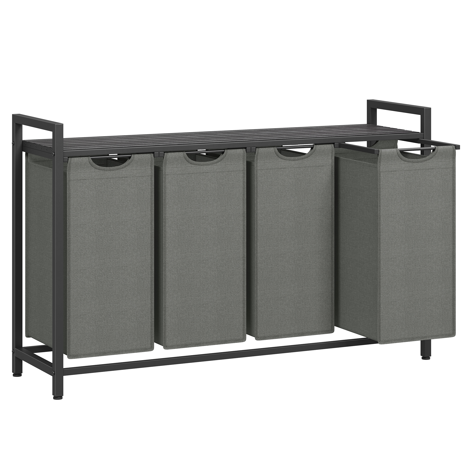 VASAGLE Wäschekorb, 4 Fächer, mit Ablage, ausziehbar abnehmbar, 4 x 40 L