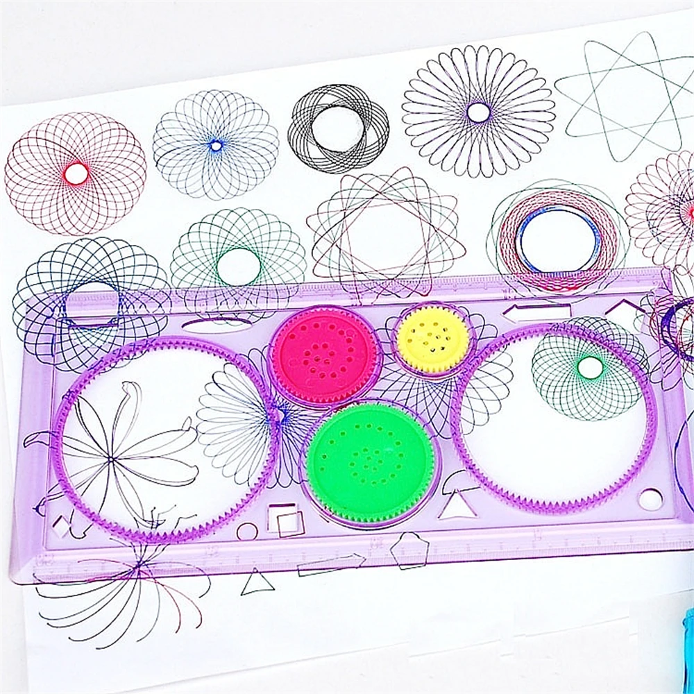 2pcs Geometric Rule Washable Drawing Painting Graphics Stencils Scale Template Sets for Kid Craft, School Project Random color