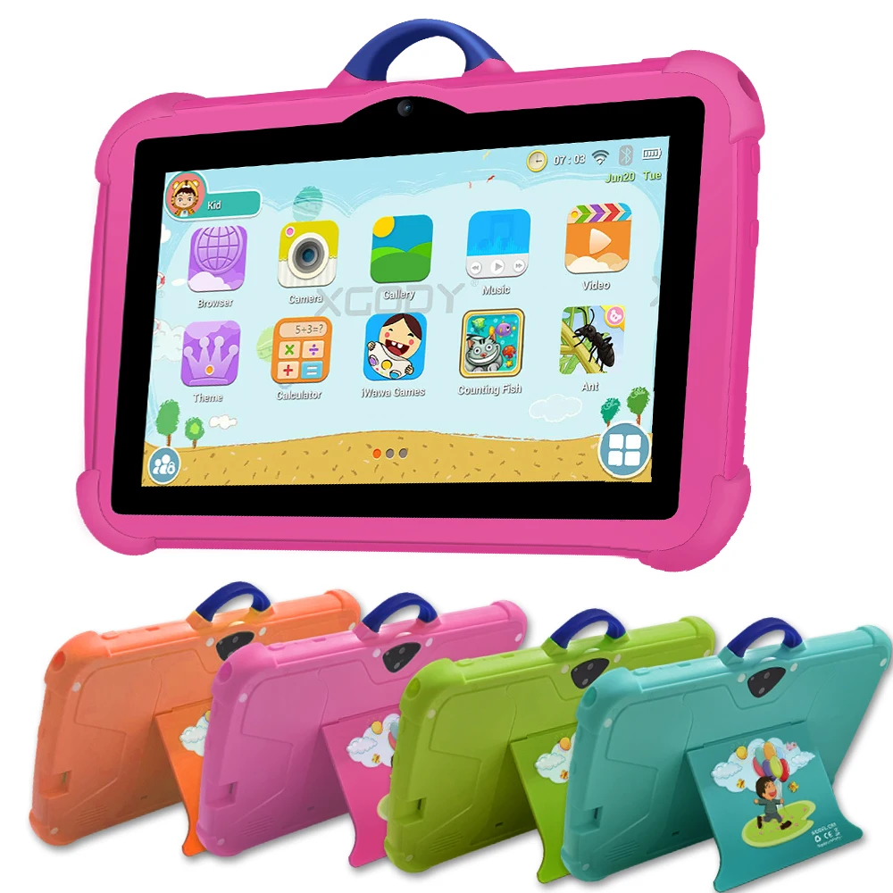 BDF-Tableta de 7 pulgadas para niños, Tablet con cuatro núcleos, Android 13, 4GB y 64GB, WiFi, Bluetooth, Software educativo instalado, WiFi 5G, batería de 4000mAh