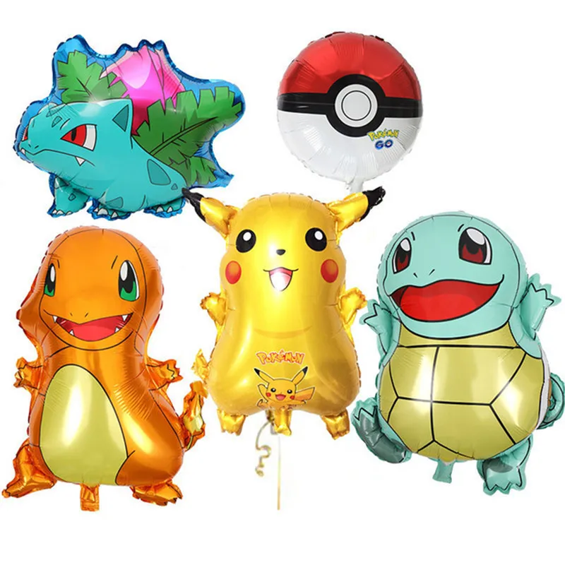 Decoraciones para fiesta de cumpleaños de Pikachu, globos de aluminio de Pikachu, vajilla desechable, plato, servilleta, pancarta para suministros de fiesta para niño
