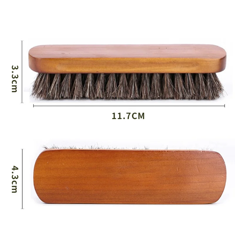 1PC Handle Dashboard รายละเอียดขัดและทําความสะอาดแปรงผมม้าแปรงไม้หนังรองเท้าและทําความสะอาดรองเท้าแปรง