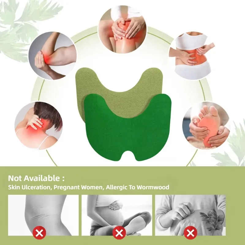 Parche para cuello, hombros y rodilla, acupuntura, calor, ajenjo cálido de larga duración para espalda, moxibustión caliente, abundancia de las articulaciones Cervical, 12 Uds.