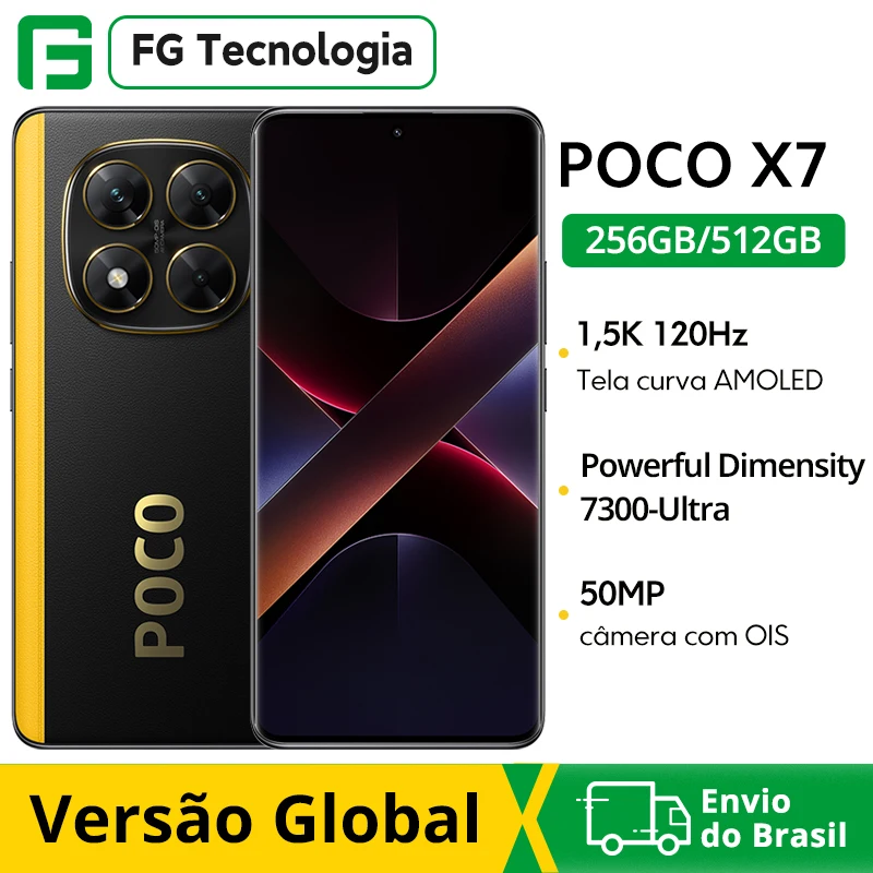 【Marca +】POCO X7 Smartphone Dimensity 7300-Ultra 6,67 "120 Hz AMOLED Display 45W 5110mAh 50MP Câmera IP68 Xiaomi HyperOS NFC