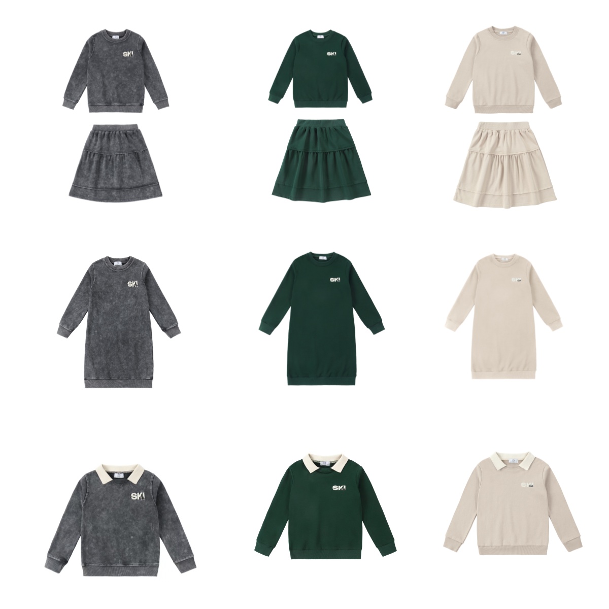 AP 2025 AW スキーコレクション キッズ 男の子 女の子 コットン カジュアル 刺繍 レタープリント スポーティ ファミリーお揃い服 ドレスセット シャツ