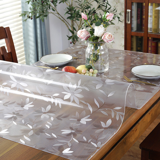 Soft Glass Table Mat 2.0 MM PVC Transparent Tablecloth Waterproof Rectangular Table Cover Pad Kitchen Oil-Proof Table Mat