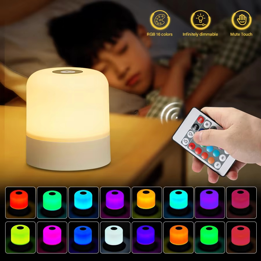 Lámpara de mesa LED de 13 colores: lámpara de noche junto a la cama recargable regulable con control remoto y táctil para decoración de la habitación