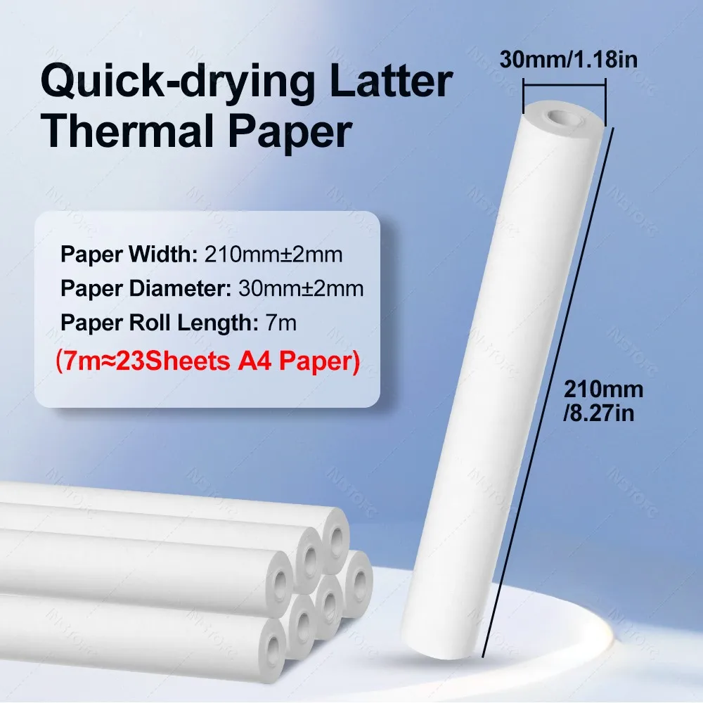 A4 กระดาษความร้อนม้วน 210*30 มม.และป้องกันกรณี Anti Falling กระเป๋าถือพร้อมซิปสําหรับ A40 ไร้สายบลูทูธแบบพกพาเครื่องพิมพ์