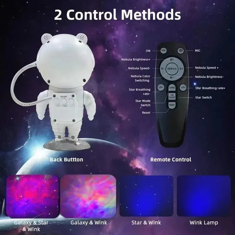 LED Astronaut Sternenprojektor Licht Musikwiedergabe USB Plug-in Bluetooth Lautsprecher Projektorlampe für Schlafzimmer Urlaubsdekorationen