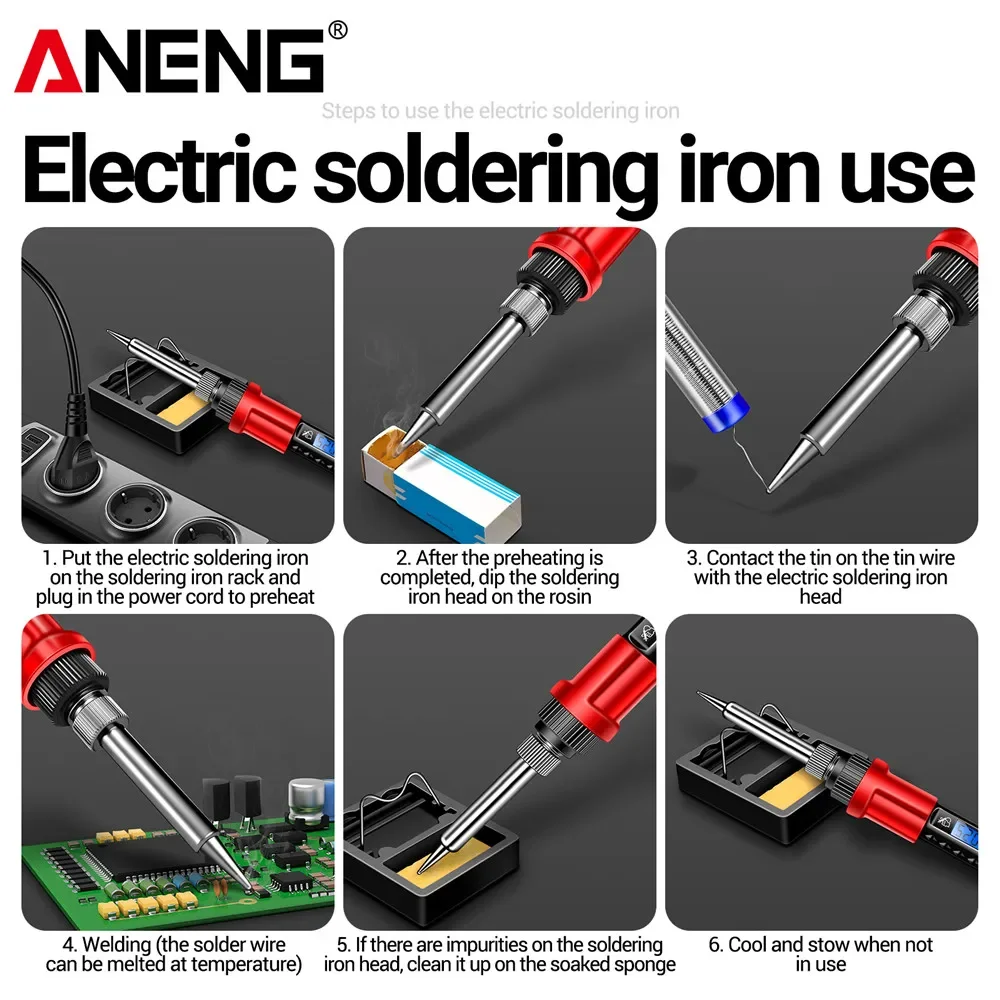 ANENG SL106 ชุดหัวแร้งเชื่อมอุปกรณ์ US/EU ปลั๊กปรับอุณหภูมิเชื่อมบัดกรีซ่อมชุดบัดกรีเครื่องมือ