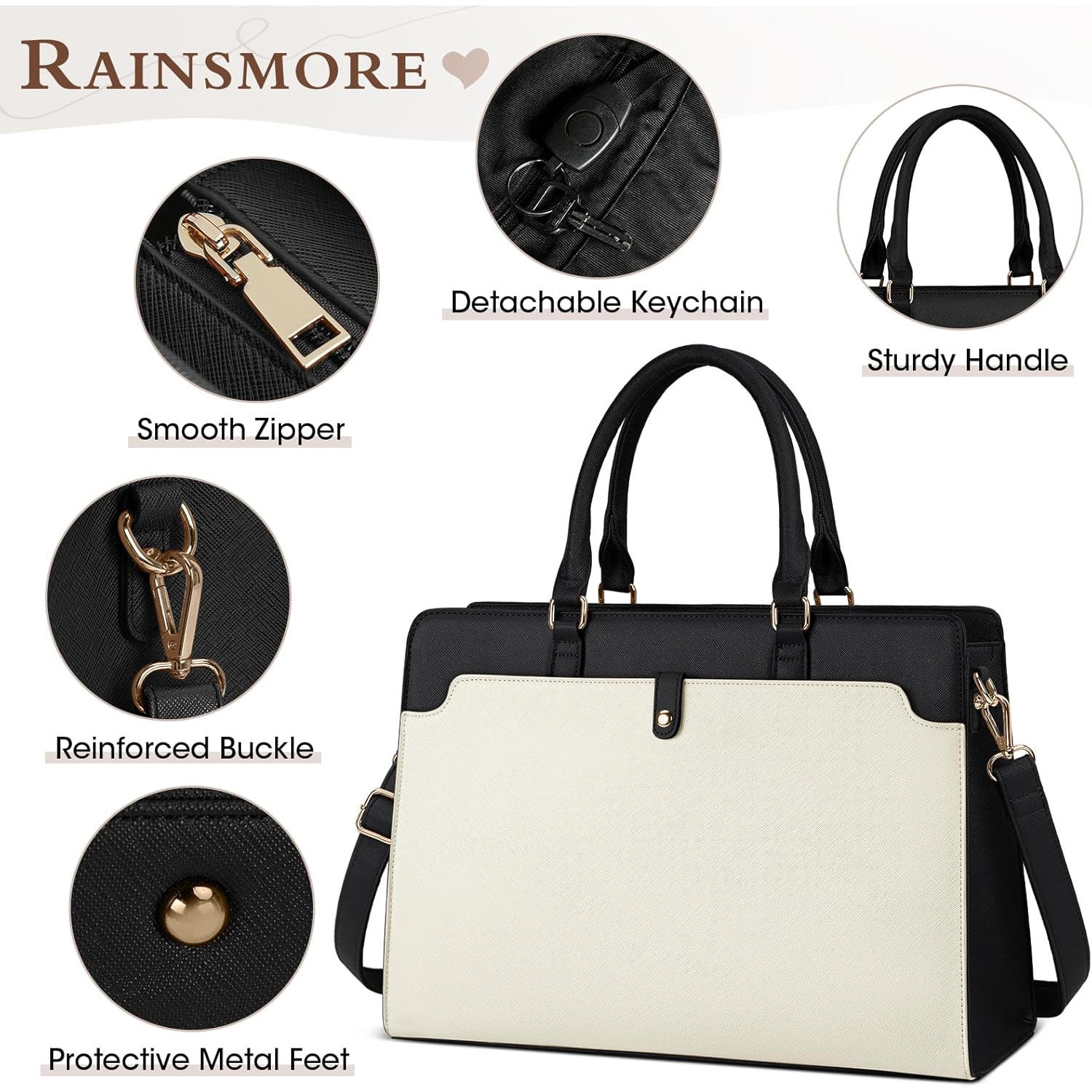 Large Capacity Laptop Bag for Women 15.6 Inch Laptop Tote Bag Leather Work Bag Waterproof Briefcase Business Office Computer Bag