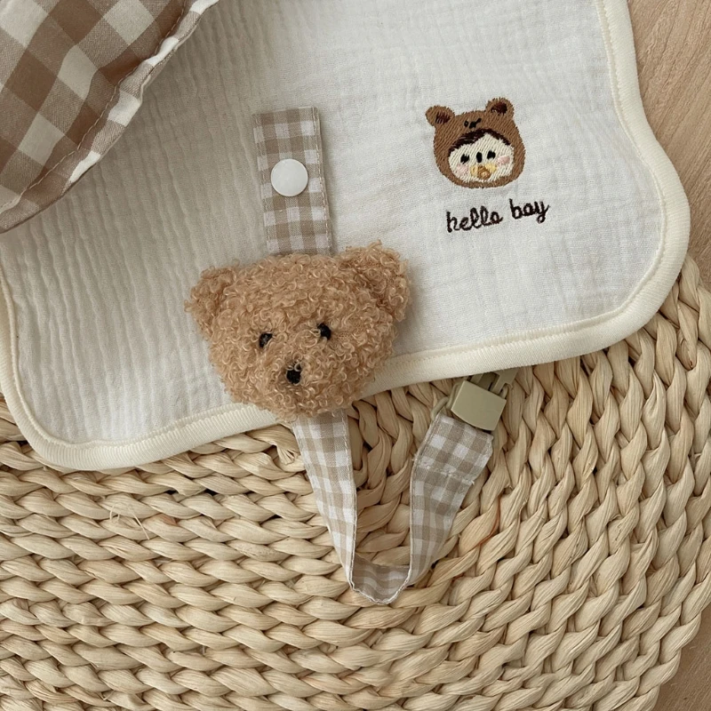 Gấu Kẻ Sọc Cotton Núm Vú Giả Dây Xích Cho Bé Điều Dưỡng Miếng Dán Đậu Nành Giá Đỡ W3JF