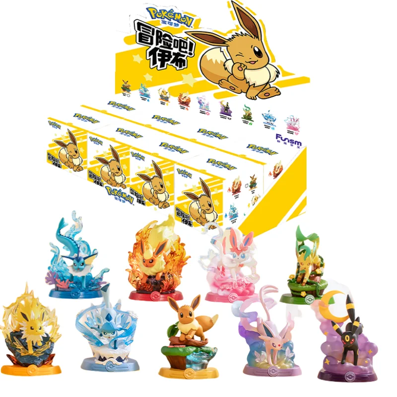Anime Pokemon Funism oryginalna przygoda Eevee rodzinny garnitur pudełko z niespodzianką Jolteon Sylveon kolekcja figurek Model zabawka dla dzieci prezent