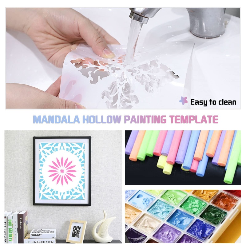 16ชิ้น/เซ็ตMandala Stencils,15ซม.Mandala DotภาพวาดStencilsสําหรับDIY Homeตกแต่งสมุดภาพลายนูนอัลบั้มแม่แบบ