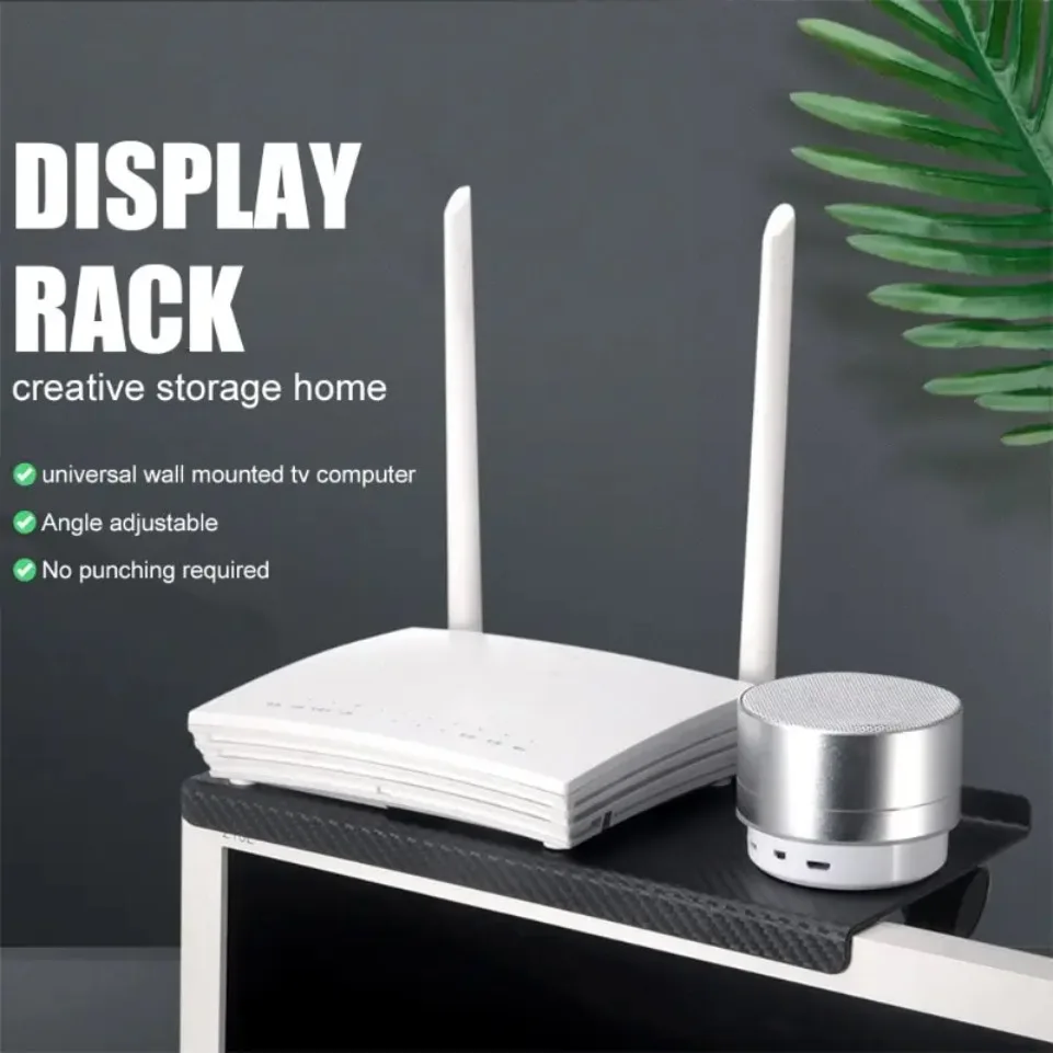 Adjustable Universal TV/Monitor Top Shelf Organizer - Space-Saving Multi-Purpose Rack for Router, Media Box Computer Accessories