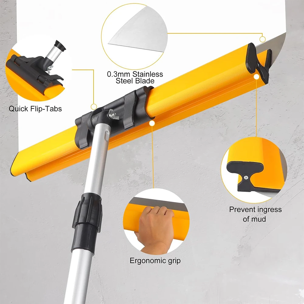 60/80 ซม.Drywall Smoothing Spatula Skimming ใบมีดยืดหยุ่น Knockdown Spatula อลูมิเนียมอัดมีด DIY Wall เครื่องมือ