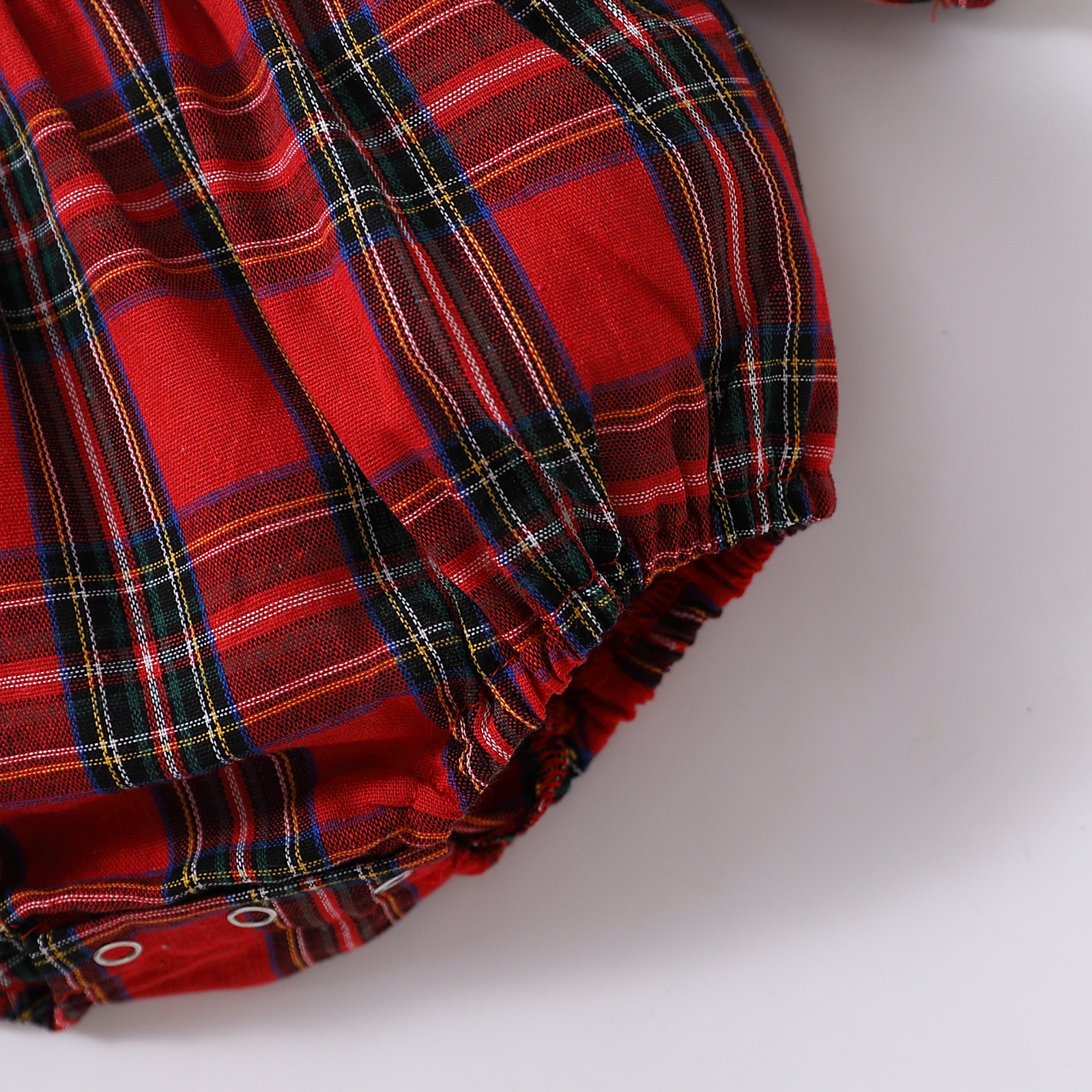 Autunno e inverno neonato neonata vestiti per bambini tuta pagliaccetto a maniche lunghe con risvolto scozzese rosso