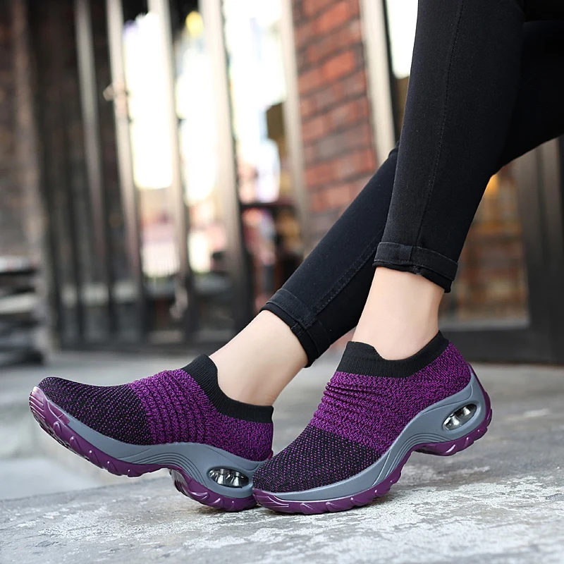 Frauen Turnschuhe Mode Atmungsaktive Wanderschuhe Mesh Plattform Schuhe Turnschuhe für Frauen Gym Vulkanisierte Schuhe Schwarz Weibliche Schuhe