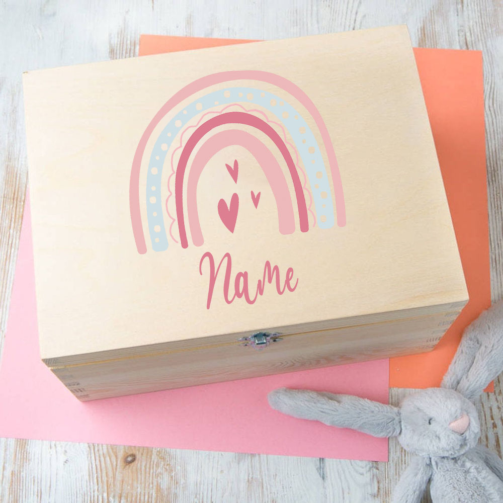 赤ちゃんのためのパーソナライズされたレインボーボックス,新生児のための木製のinfatメモリボックス,出産ギフト
