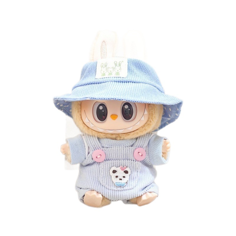 17 センチメートルかわいいミニぬいぐるみの服衣装アクセサリー Labubu 人形服ギフト座りパーティーシリーズ帽子ジャンプスーツ Tシャツ