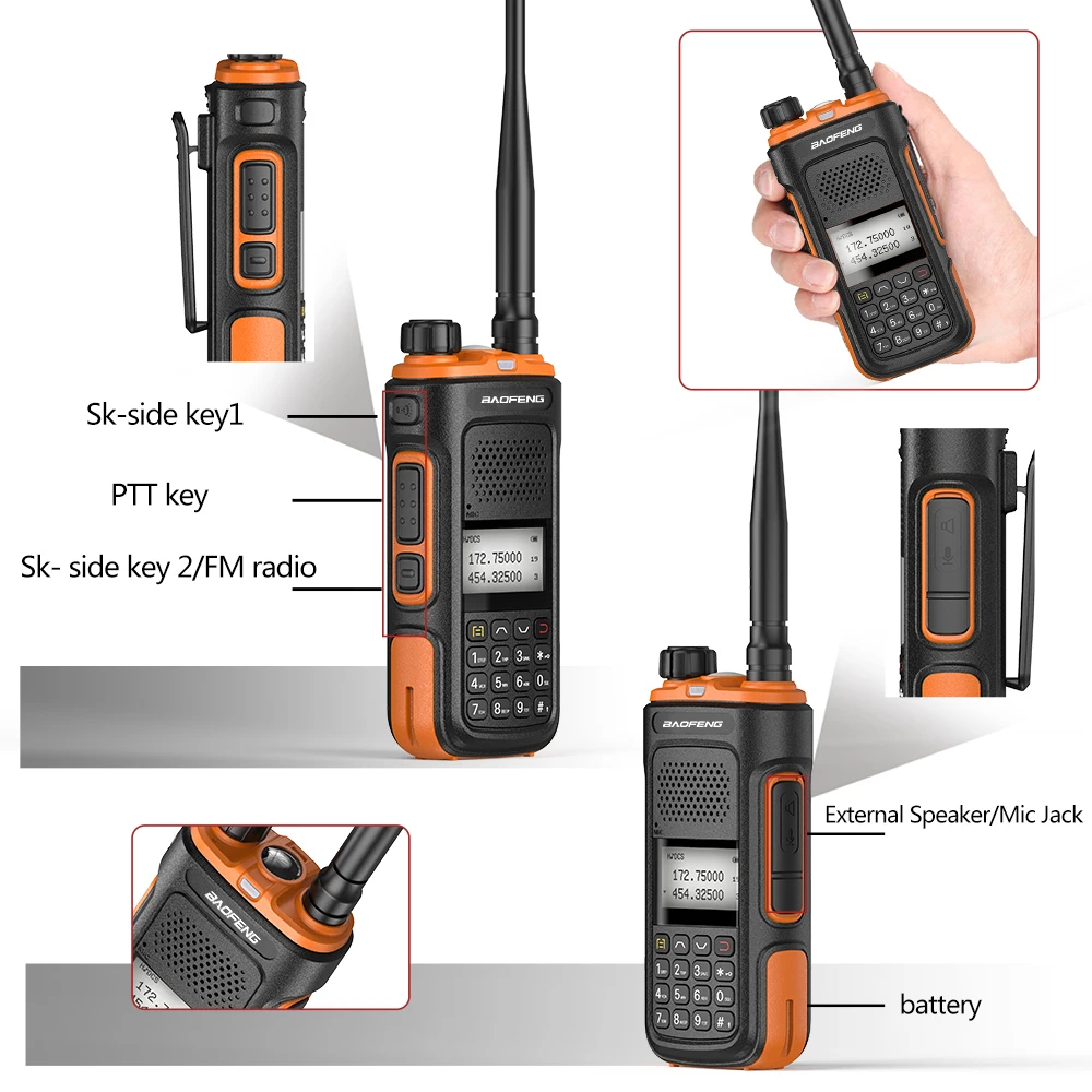 Baofeng UV-10R Pro Walkie Talkie Typ-C Ändern Drahtlose Kopierfrequenz U/VHF 999CH Dual Band Für Camping Jagd wandern