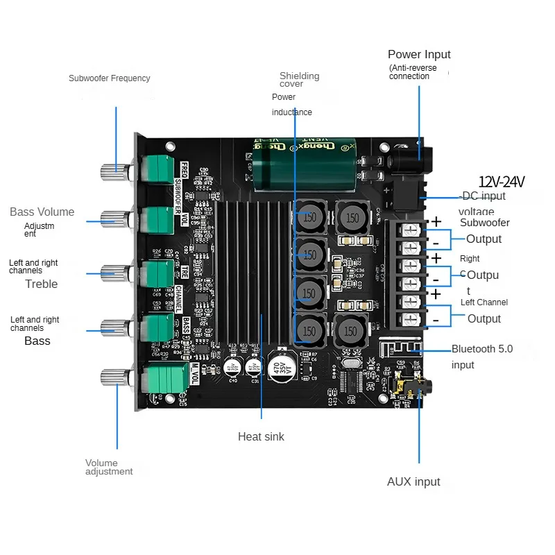 ZK-TB21 2.1 Kanal Bluetooth Digital Power Verstärker Modul High und Low Tone Subwoofer Neutra USB Bluetooth Adapter