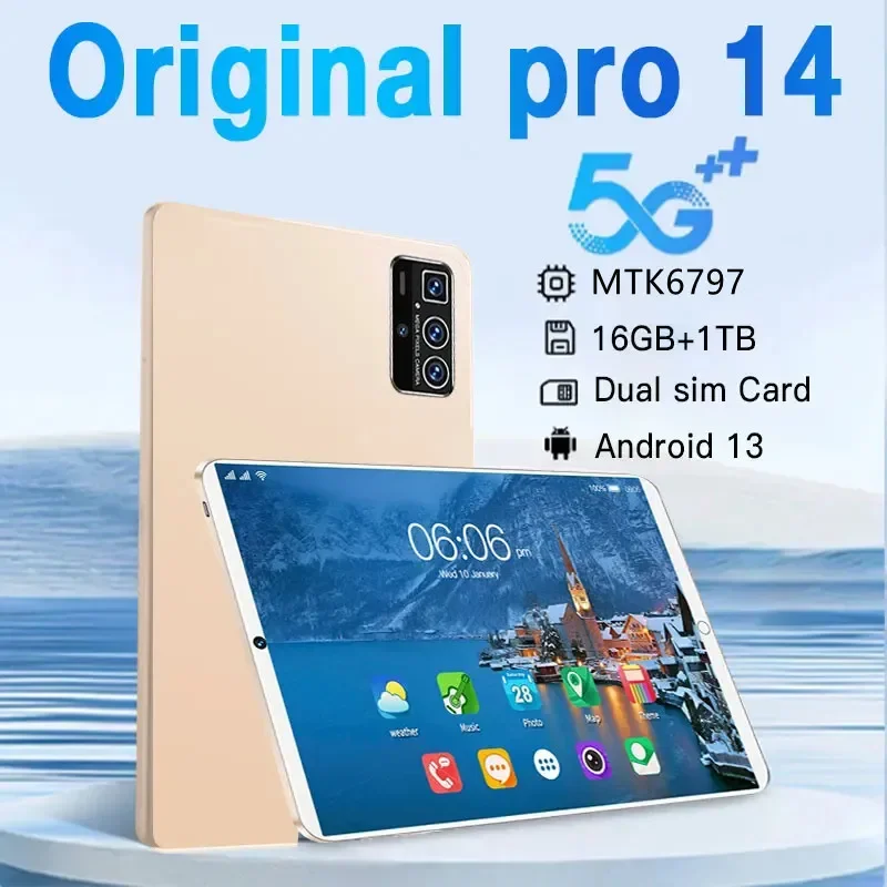 2025 nueva tableta Original de 11 pulgadas Android13 16GB Ram 1TB Rom Dual SIM 10 Core WPS GPS Bluetooth 5G red llamada telefónica Tablet PC