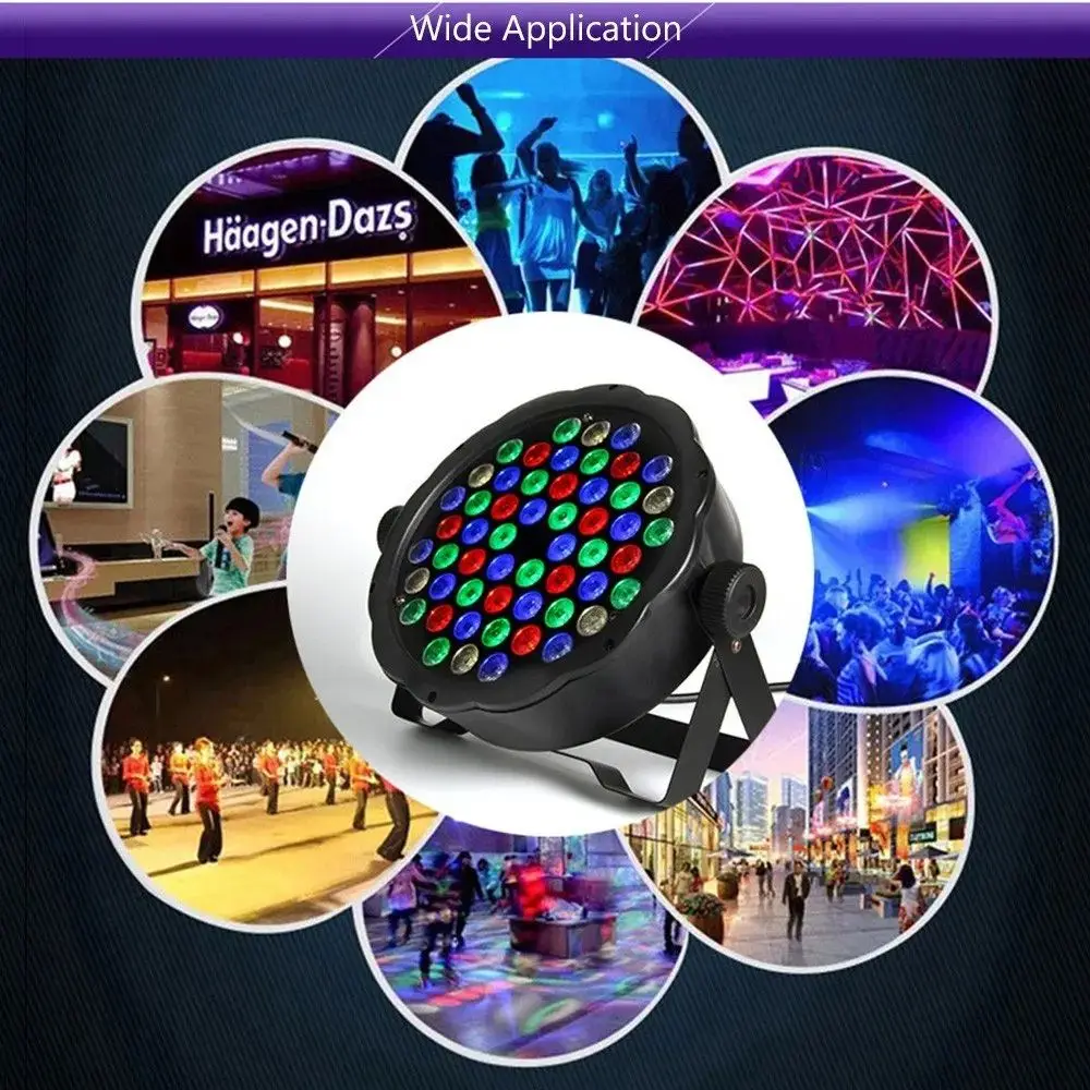 54 LED Stage Light Lamp RGB DMX512 Voice Controlled For Disco DJ Projector Party Decoration Par Bar Club Wedding Show Lights