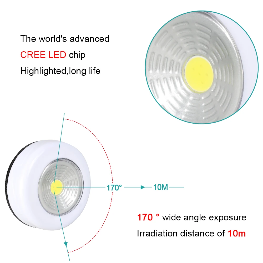 COB LED Unter Schrank Licht Mit Klebstoff Aufkleber Drahtlose Nachtlicht Hause Wand Lampe AAA Batterie Betrieben Kleiderschrank Schrank Lampe