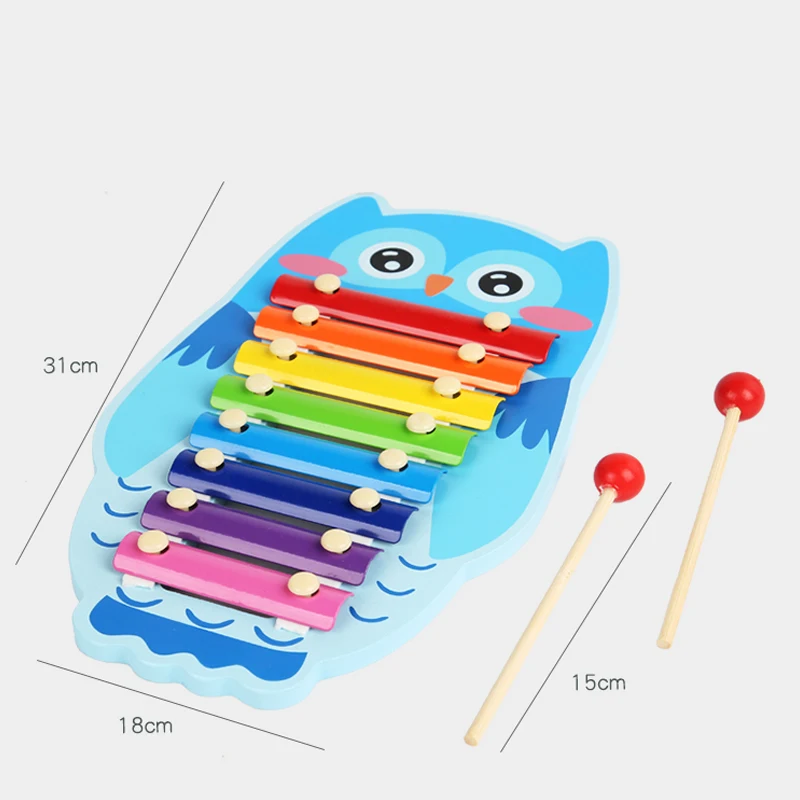 Montessori Holz 8-Töne Mehrfarbiges Xylophon Holz Musikinstrument Spielzeug für Baby Kinder Puzzles Frühes Lernspiele