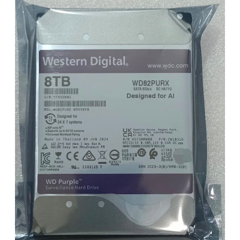 Wd roxo 8tb 10tb 12tb vigilância hdd 64m cache sataiii 6.0 gb/s 3.5 "disco rígido interno digital ocidental 8tb-12tb hd disco rígido