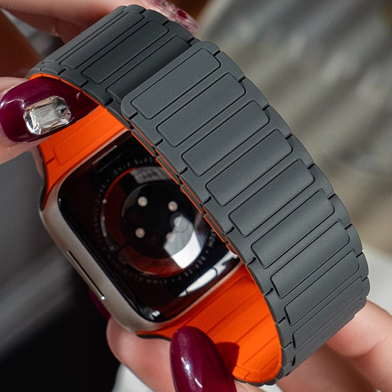 Pulseira magnética para apple watch band 45mm 42mm 40mm 46mm 41mm 44mm 38 pulseira de silicone iwatch série 8 6 7 se 9 10 ultra 2 49mm