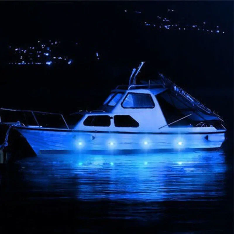 ボートまたはプール用の4つのライトユニット,外部制御付きボートライト,防水,12V,収納付き,埋め込み式トレーラー用