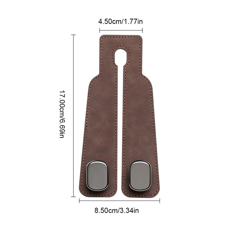 ユニバーサルメタルカーシートヘッドレストフック 2 in 1 ソフトレザーカーシートバックフック財布バッグバックパックダブルフック​​カーシートハンガー