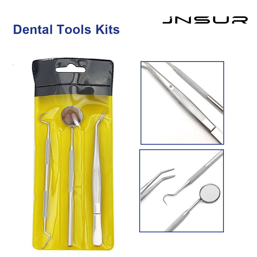 Grundlegender, vorbereiteter Werkzeugkasten aus Edelstahl 304, Dentalwerkzeuge-Set, Dentalspiegel, Sonde, Pinzette, Dental-Mundpflege-Instrument