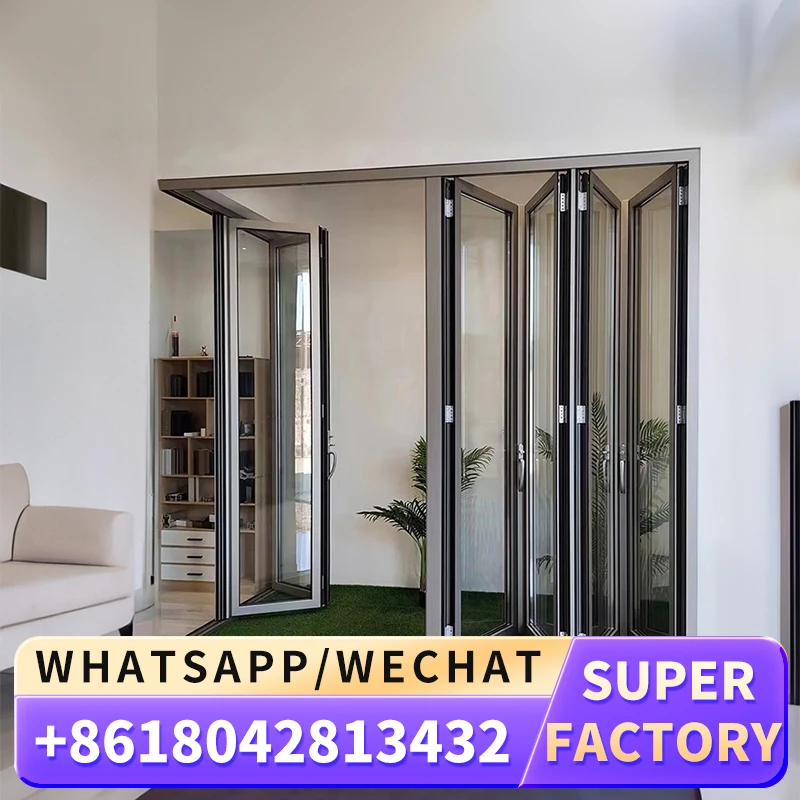 Frameless Sliding Folding Bi-folding Door System Without Floor Guide