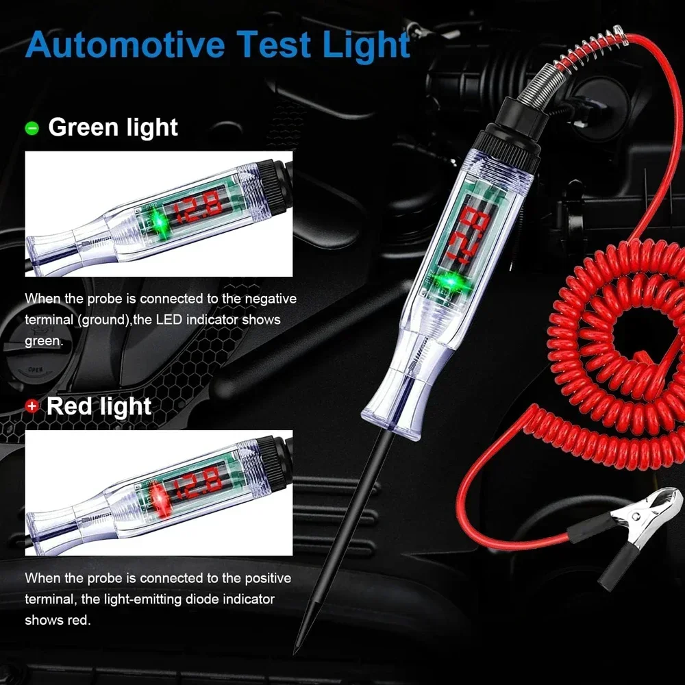 QXNY-probador de circuito automotriz, luz de prueba, 5V, 12V, 24V, 36V, 48V, 90V CC, pantalla LCD Digital, prolongación para sedán, SUV, RV, camión, césped