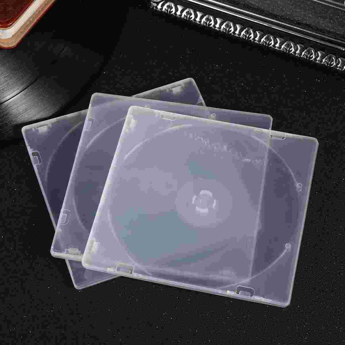 12pçs caixa de suporte de armazenamento ultrafino, pacote de cd transparente, caixa de armazenamento de cd portátil para cinema em casa (branco)