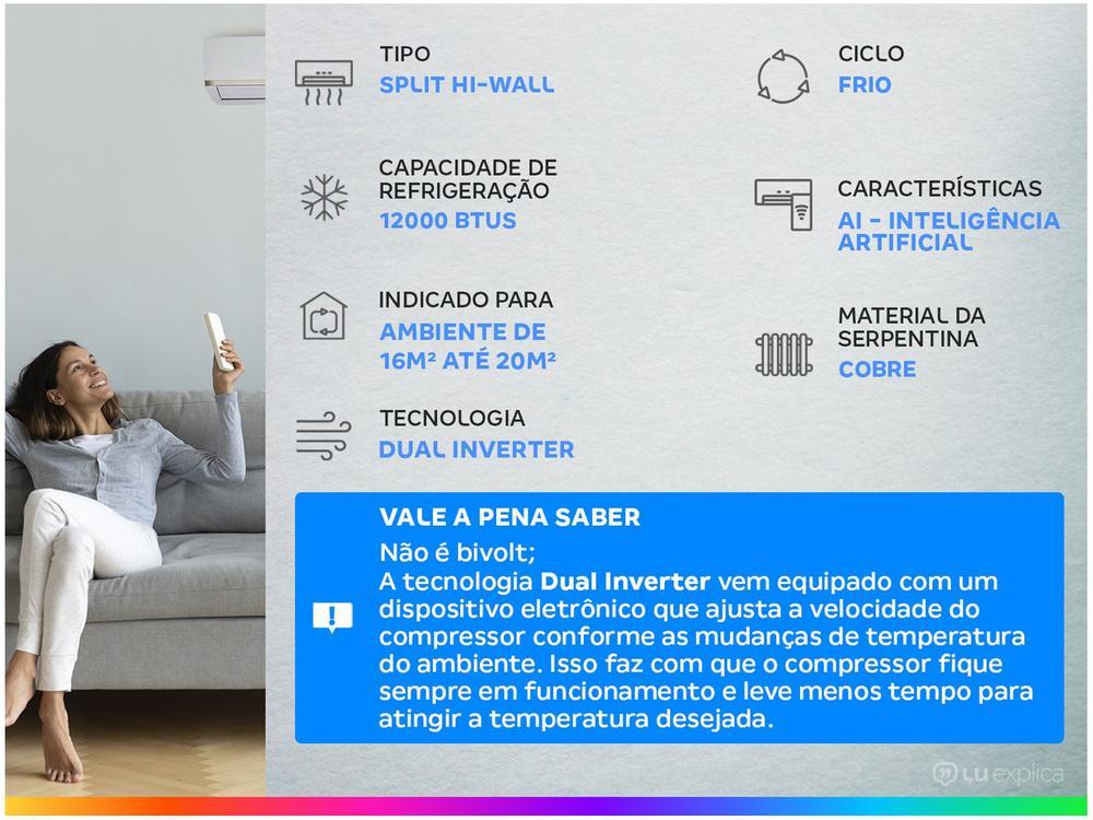 Ar-condicionado Split Hi-Wall LG Dual Inverter Compact +AI 12.000 BTUs Frio Compact S3-Q12JAQAL - 220V