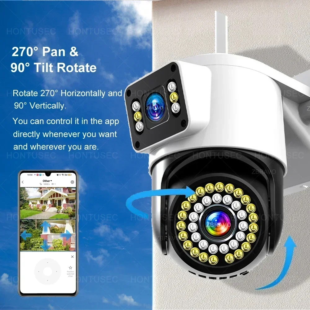 Yoosee 4K 8MP lente Dual pantallas Color visión nocturna detección de movimiento Audio bidireccional cámara de seguridad Wifi impermeable al aire libre