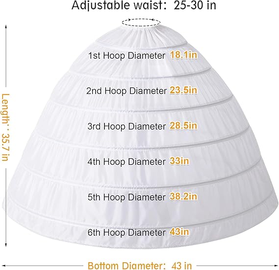 Cheap 6 Hoop Crinoline White Long Wedding Petticoat Ball Gown Dress Underskirt Skirt Half Slips Wedding Accessories