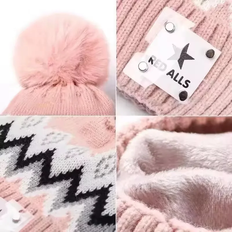 Set da 2 pezzi scaldacollo e cappello foderato in pile combinato per ciclismo all'aperto autunno/inverno, berretto spesso lavorato a maglia