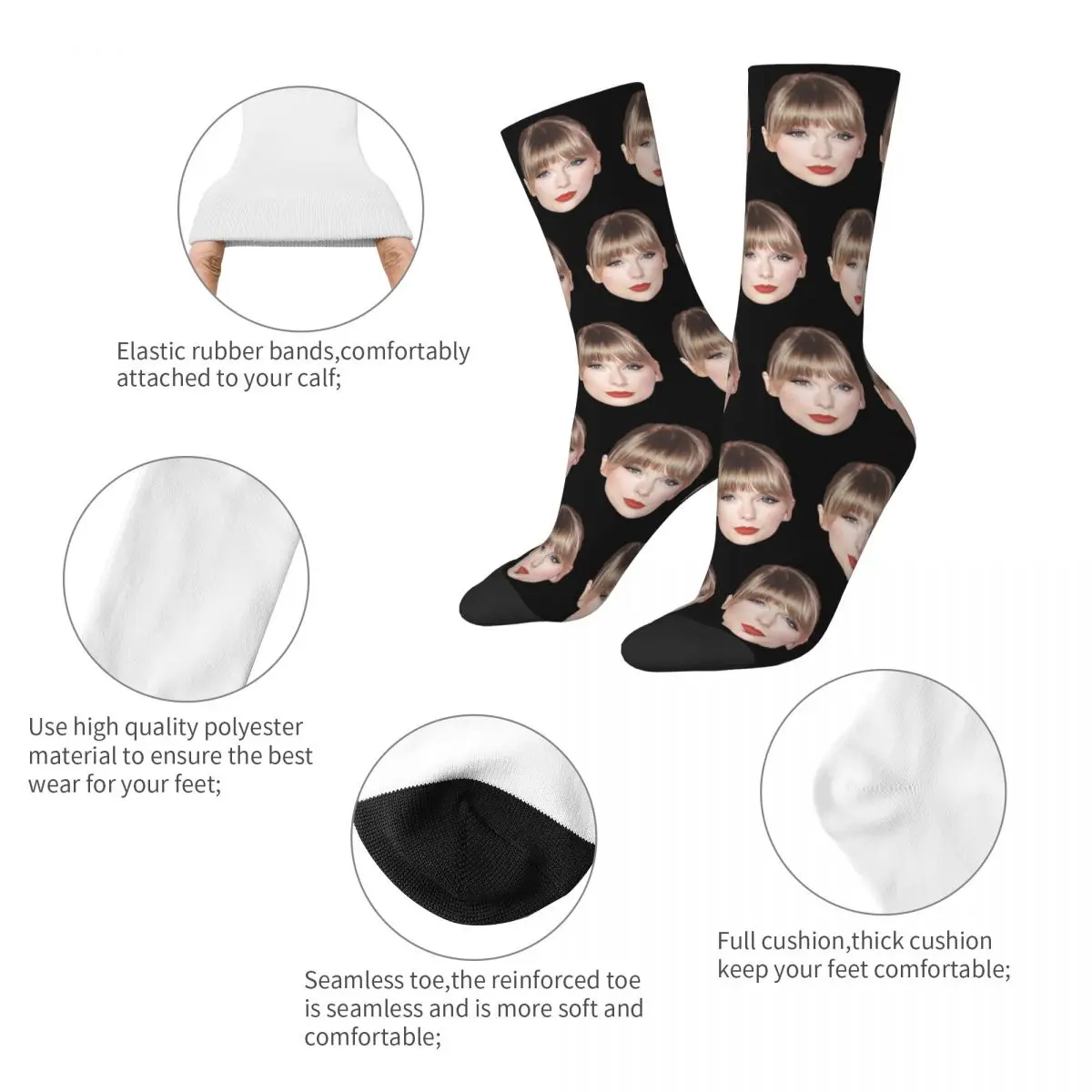 Calcetines informales de Taylors Face The Eras para hombre y mujer, calcetín con gráfico, primavera, verano, Otoño e Invierno
