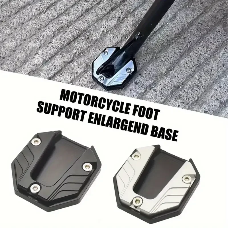 Aluminum Alloy Motorcycle Kickstand Pad, All-Terrain Vehicle Footrest Support, Non-Slip Side Stand Plate Enlarged Base Accessory