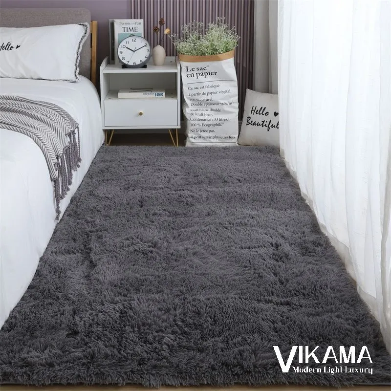 VIKAMA WARM Plush Soft หรูหราพรม Fluffy ห้องนั่งเล่นสาวห้องนอนข้างเตียงเด็กเกมทําความสะอาดง่ายแผ่นพื้น