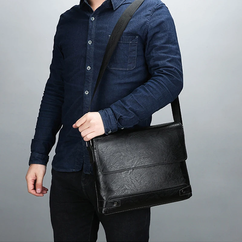 Valigetta da uomo in pelle PU Tote Boston Pendolarismo Laptop Spalla Executive Business Work Messenger Borsa a tracolla laterale di design