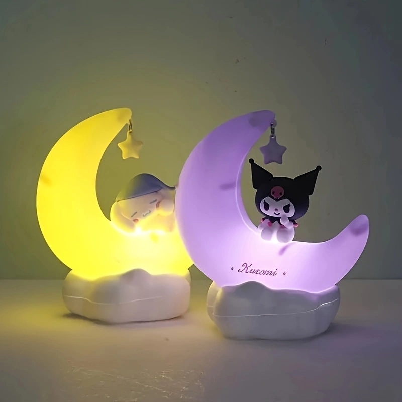 SANRIO Kuromi cinnamonroll Moon ไฟ LED น่ารักๆรูปการ์ตูน3D น่ารักไฟห้องนอนกลางคืนโคมไฟตกแต่งข้างเตียงของขวัญ