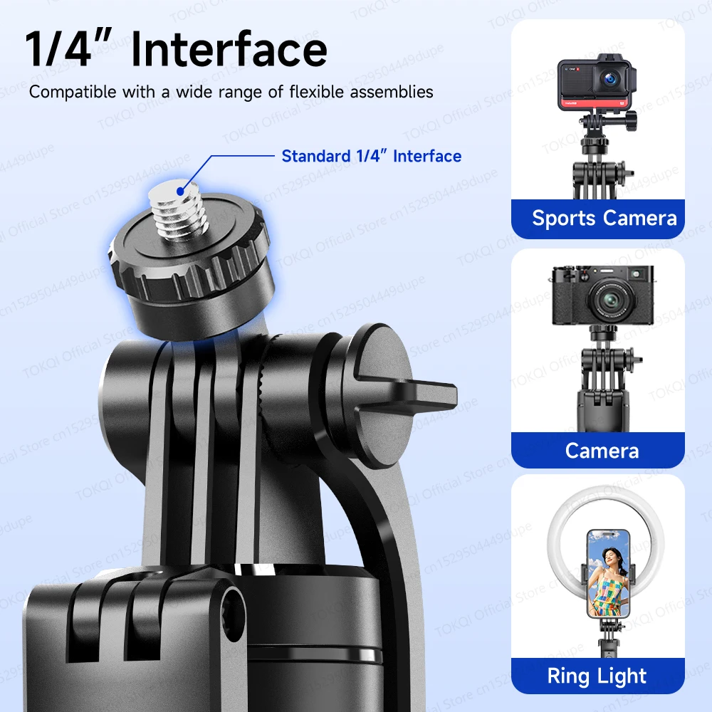 F16 Tripod 1/4'' Interface Extendable Selfie Stick for Smartphone 360° Rotat Shooting Vlog Video Live Broadcast Film with Remote
