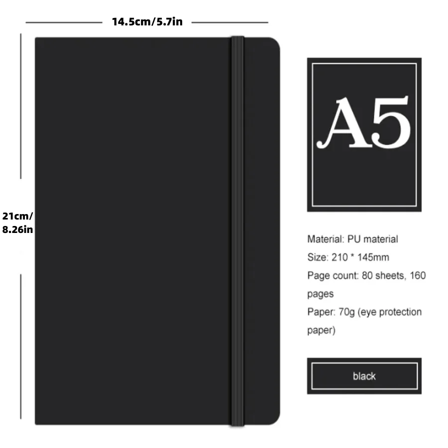 Neue A5 Notebook PU Abdeckung Business Büro Notizbuch Horizontale Linie Innenseite Tagebuch Notizblock Student Schreibwaren Schule Liefert